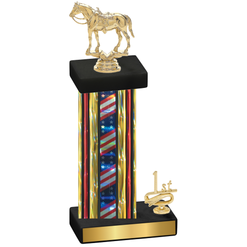 Accented Single Flag USA First Place Horses Trophy