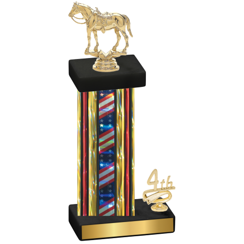 Accented Single Flag USA Fourth Place Horses Trophy