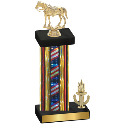 Accented Single Flag USA Victory Horses Trophy