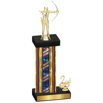 Accented Single Flag USA Second Place Archery Trophy