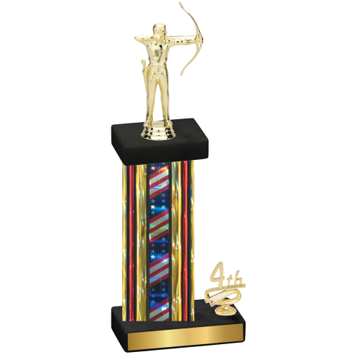 Accented Single Flag USA Fourth Place Archery Trophy