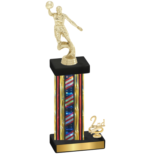 Accented Single Flag USA Second Place Basketball Trophy