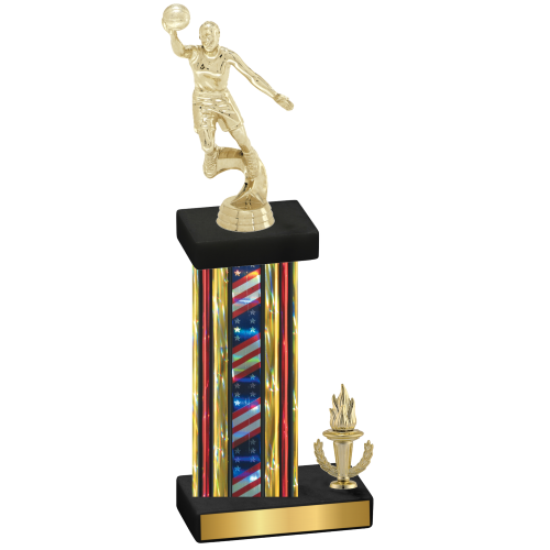 Accented Single Flag USA Victory Basketball Trophy