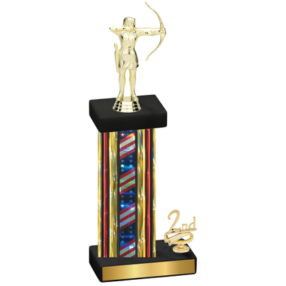 Accented Single Flag USA Second Place Archery Trophy