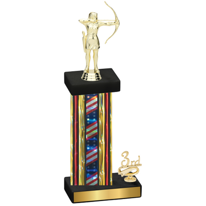 Accented Single Flag USA Third Place Archery Trophy