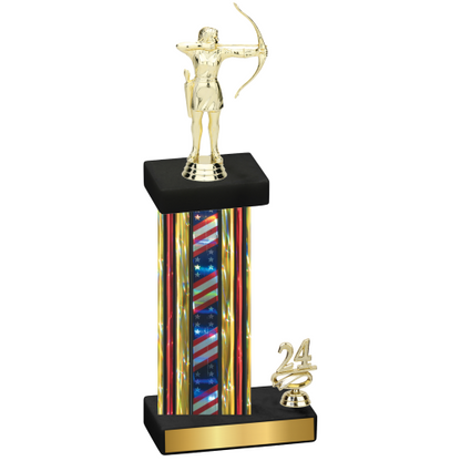 Accented Single Flag USA Year Archery Trophy