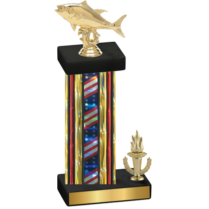 Accented Single Flag USA Victory Fishing Trophy