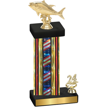 Accented Single Flag USA Year Fishing Trophy