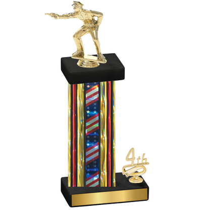 Accented Single Flag USA Fourth Place Shooter Trophy
