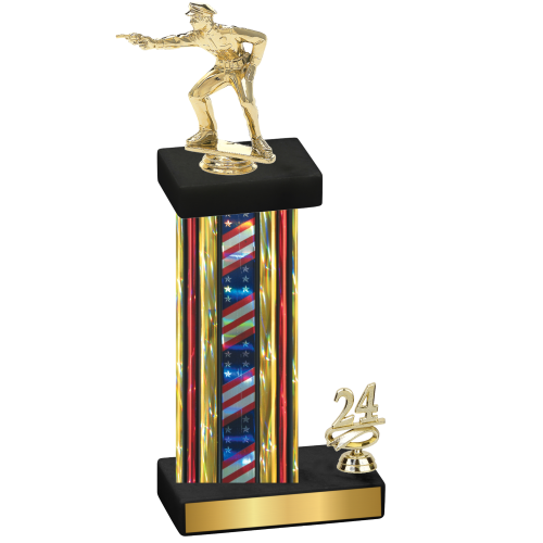 Accented Single Flag USA Year Shooter Trophy