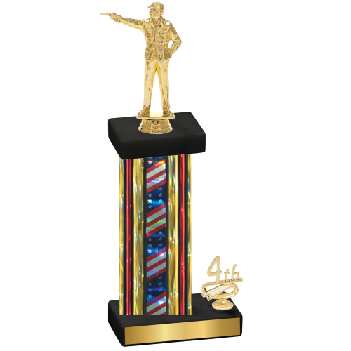 Accented Single Flag USA Fourth Place Shooter Trophy