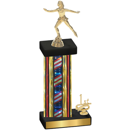 Accented Single Flag USA First Place Skater Trophy