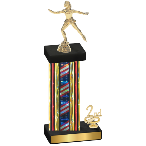 Accented Single Flag USA Second Place Skater Trophy