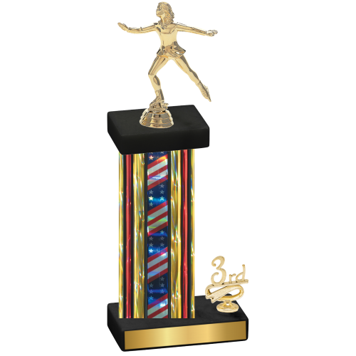 Accented Single Flag USA Third Place Skater Trophy