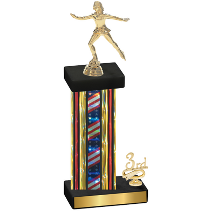 Accented Single Flag USA Third Place Skater Trophy