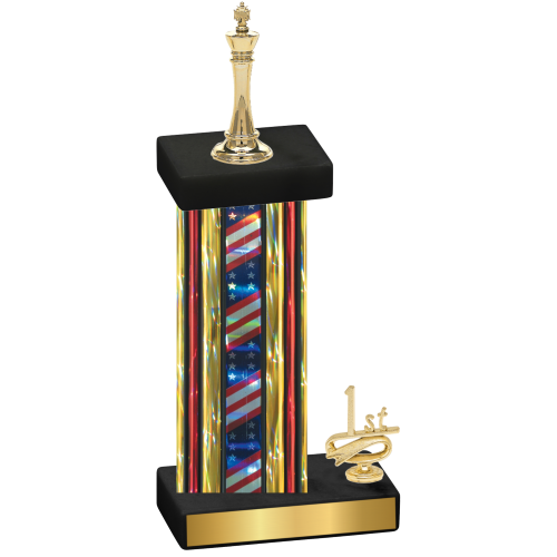 Accented Single Flag USA First Place Chess Trophy