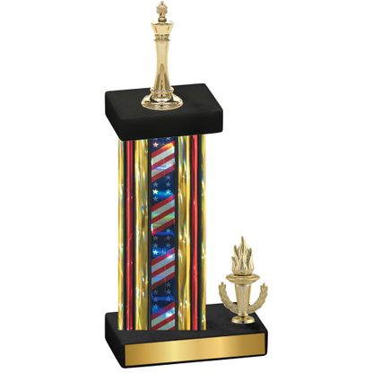 Accented Single Flag USA Victory Chess Trophy