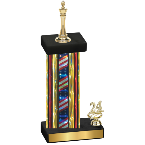 Accented Single Flag USA Year Chess Trophy