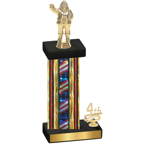 Accented Single Flag USA Fourth Place Holiday Trophy