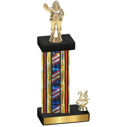 Accented Single Flag USA Year Holiday Trophy