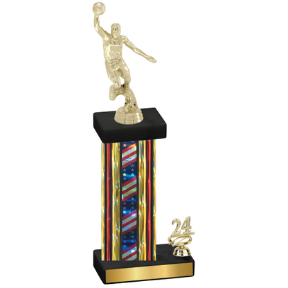 Accented Single Flag USA Year Basketball Trophy