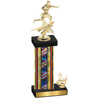 Accented Single Flag USA Second Place Flag Football Trophy