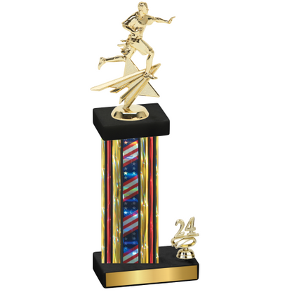 Accented Single Flag USA Year Flag Football Trophy