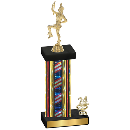 Accented Single Flag USA Year Majorette Trophy