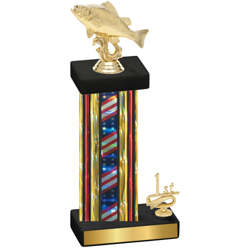 Accented Single Flag USA First Place Fishing Trophy