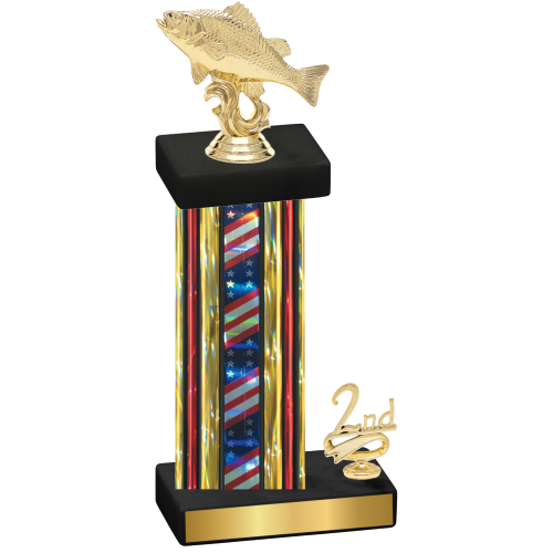 Accented Single Flag USA Second Place Fishing Trophy