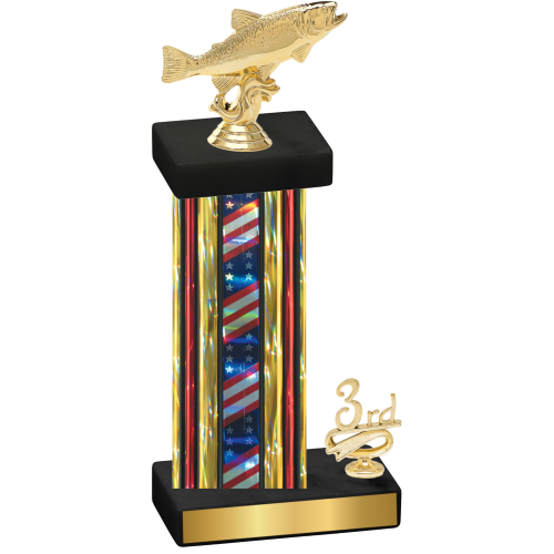 Accented Single Flag USA Third Place Fishing Trophy