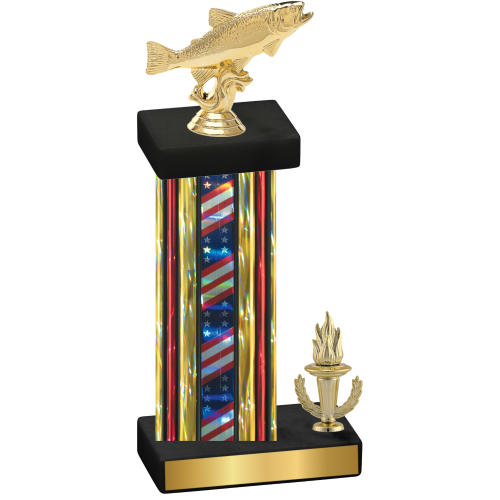 Accented Single Flag USA Victory Fishing Trophy