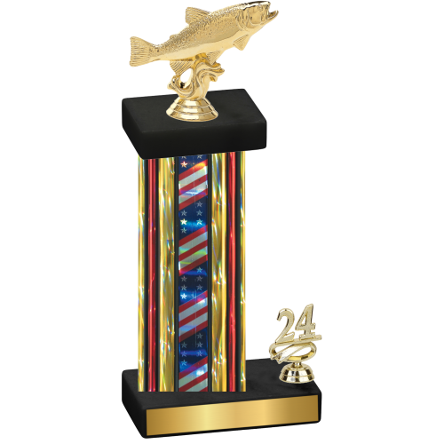 Accented Single Flag USA Year Fishing Trophy