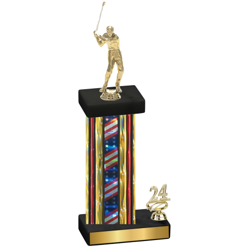 Accented Single Flag USA Year Golf Trophy