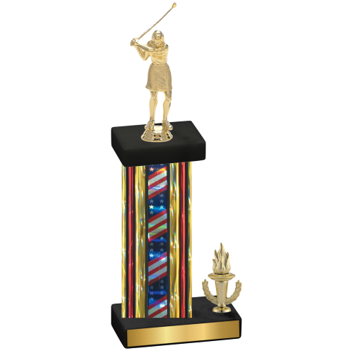 Accented Single Flag USA Victory Golf Trophy