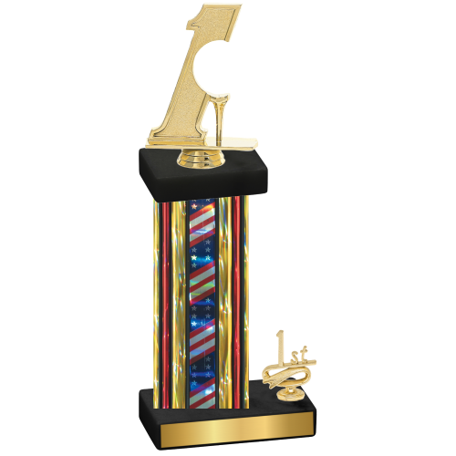 Accented Single Flag USA First Place Golf Trophy