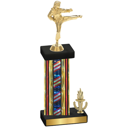 Accented Single Flag USA Victory Karate Trophy