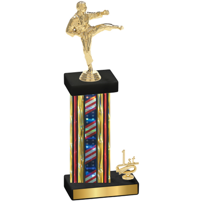 Accented Single Flag USA First Place Karate Trophy