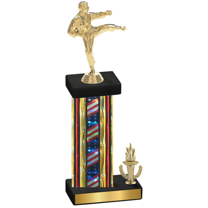 Accented Single Flag USA Victory Karate Trophy