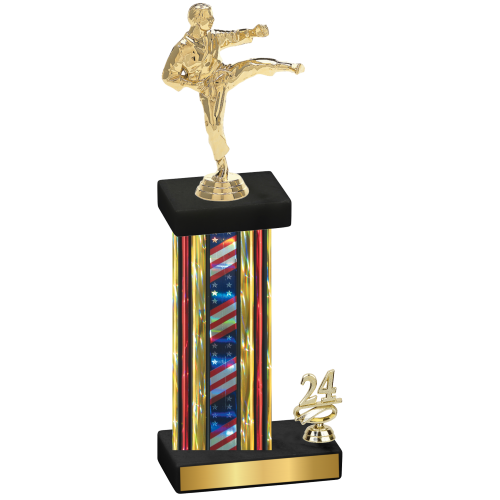 Accented Single Flag USA Year Karate Trophy