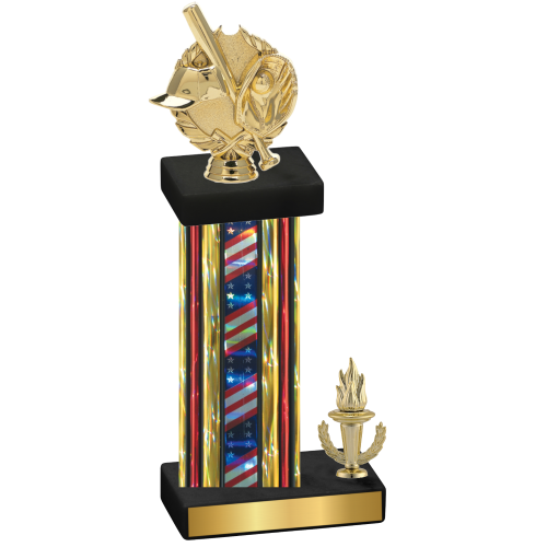 Accented Single Flag USA Victory Baseball Trophy