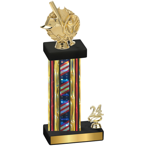 Accented Single Flag USA Year Baseball Trophy