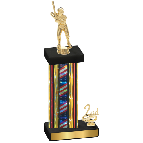 Accented Single Flag USA Second Place Baseball Trophy