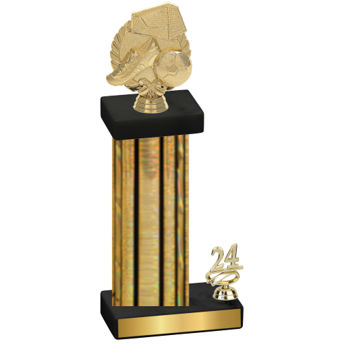 Accented Single Gold Glacier Year Soccer Trophy