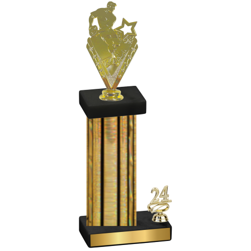 Accented Single Gold Glacier Year Rugby Trophy