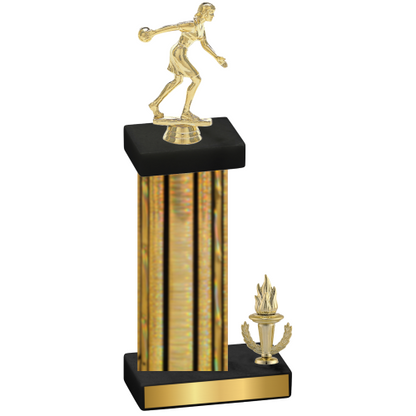 Accented Single Gold Glacier Victory Bowling Trophy