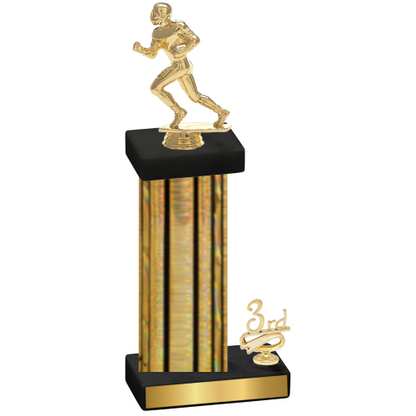 Accented Single Gold Glacier Third Place Football Trophy