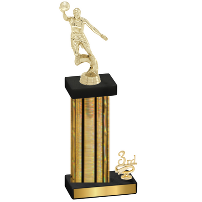 Accented Single Gold Glacier Third Place Basketball Trophy