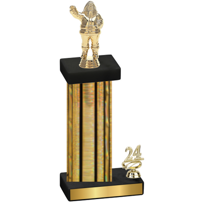 Accented Single Gold Glacier Year Holiday Trophy
