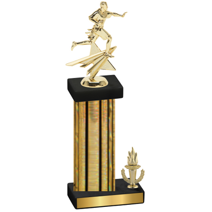 Accented Single Gold Glacier Victory Flag Football Trophy